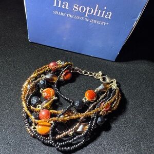 Lia Sophia brown Tone & black Link Bracelet - Retired Design